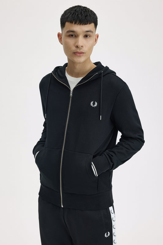 Hooded zip trough sweatshirt nera