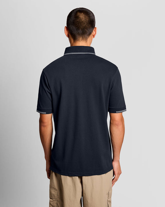 Fine Tipped Polo blu navy/chalck blue