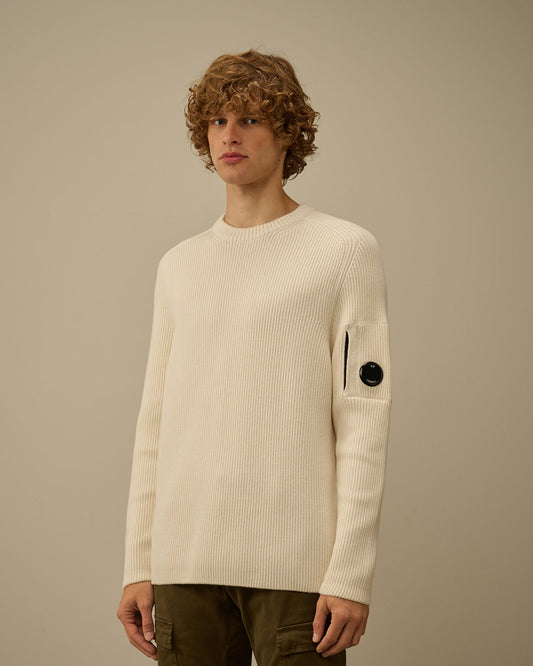 Maglione full rib gauze white