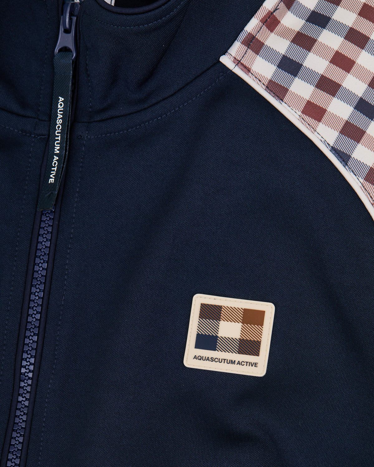 Check sleeves track top navy