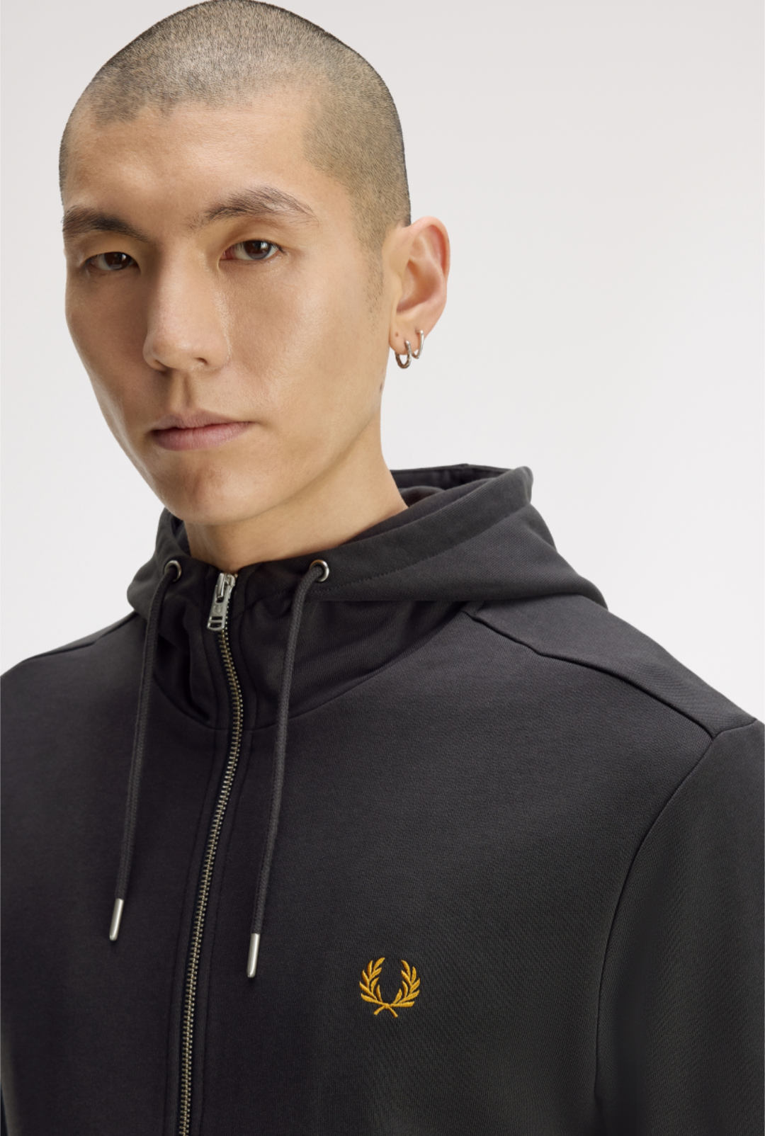 Hooded zip trough sweatshirt grigia