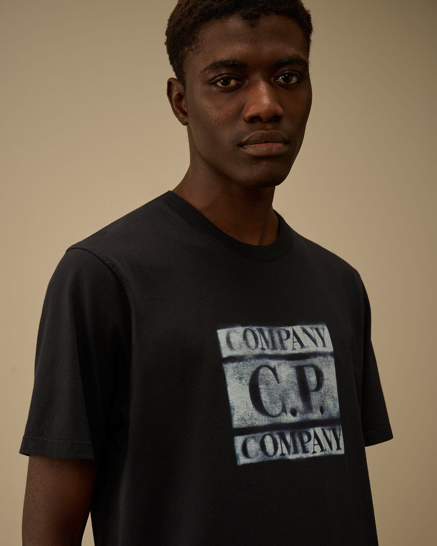 T-shirt jersey sleeve faded logo blu navy