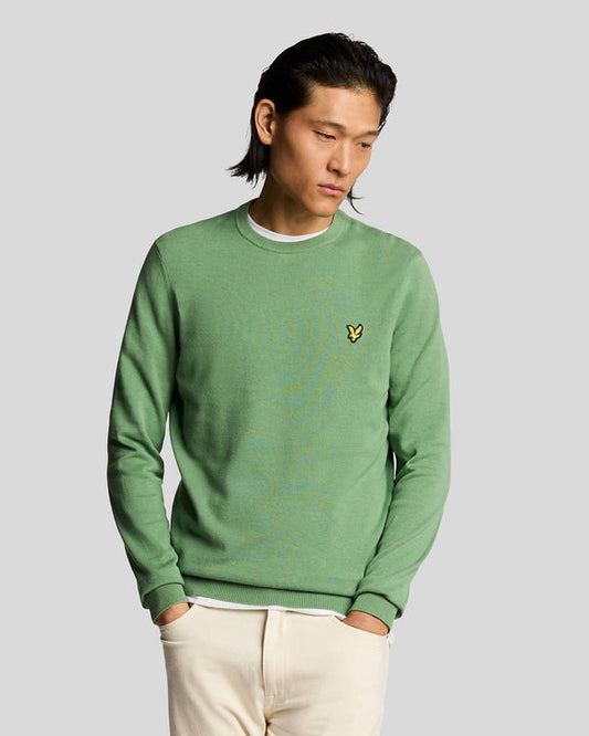 Cotton crew neck jumper smoke green