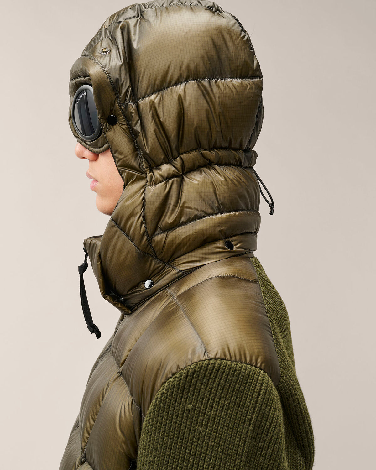 Knitwear goggle jacket merino wool extrafine Ivy green