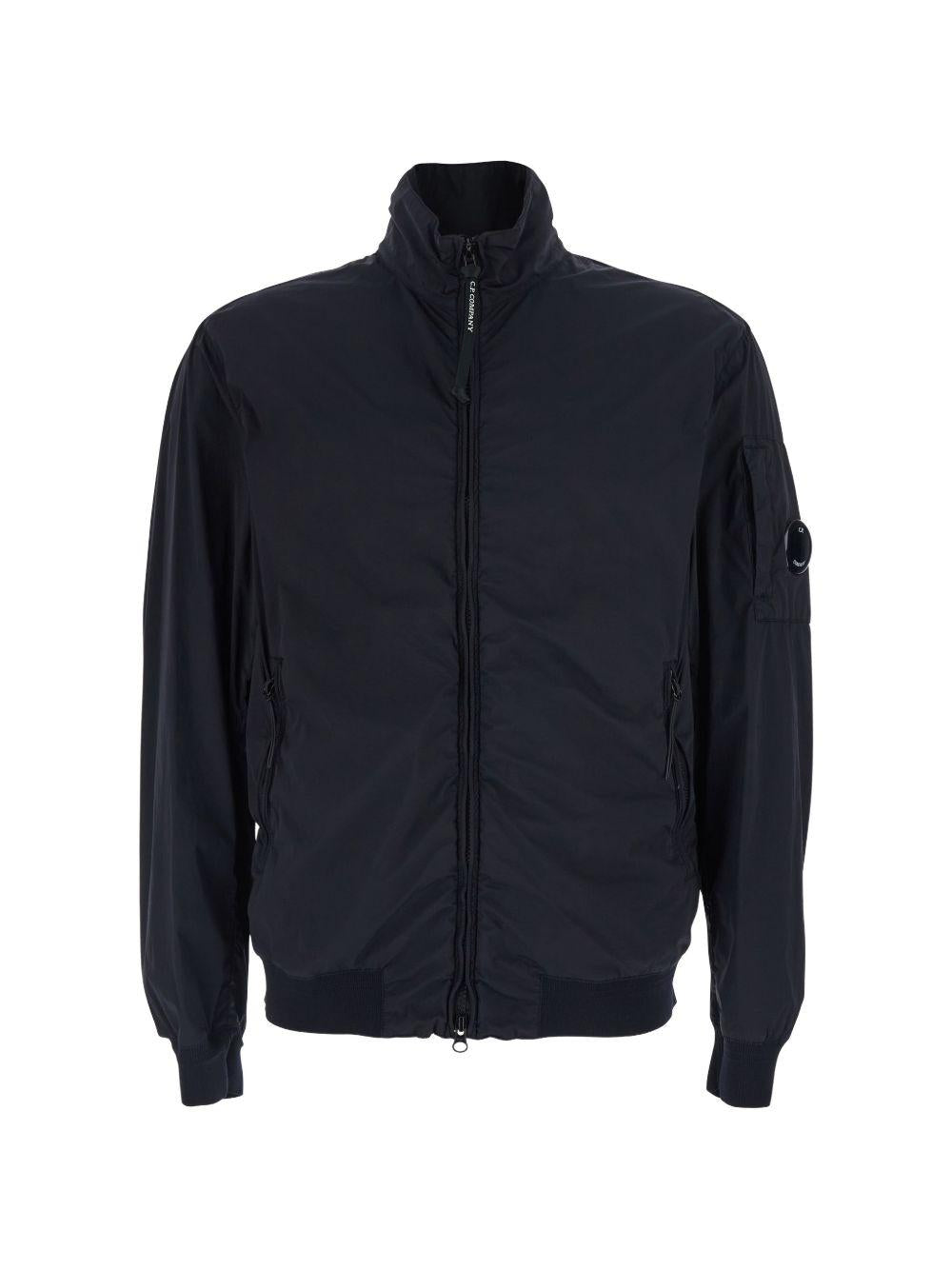 Bomber track top in nylon foderato navy