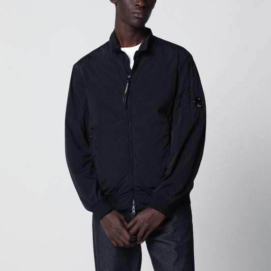 Bomber track top in nylon foderato navy