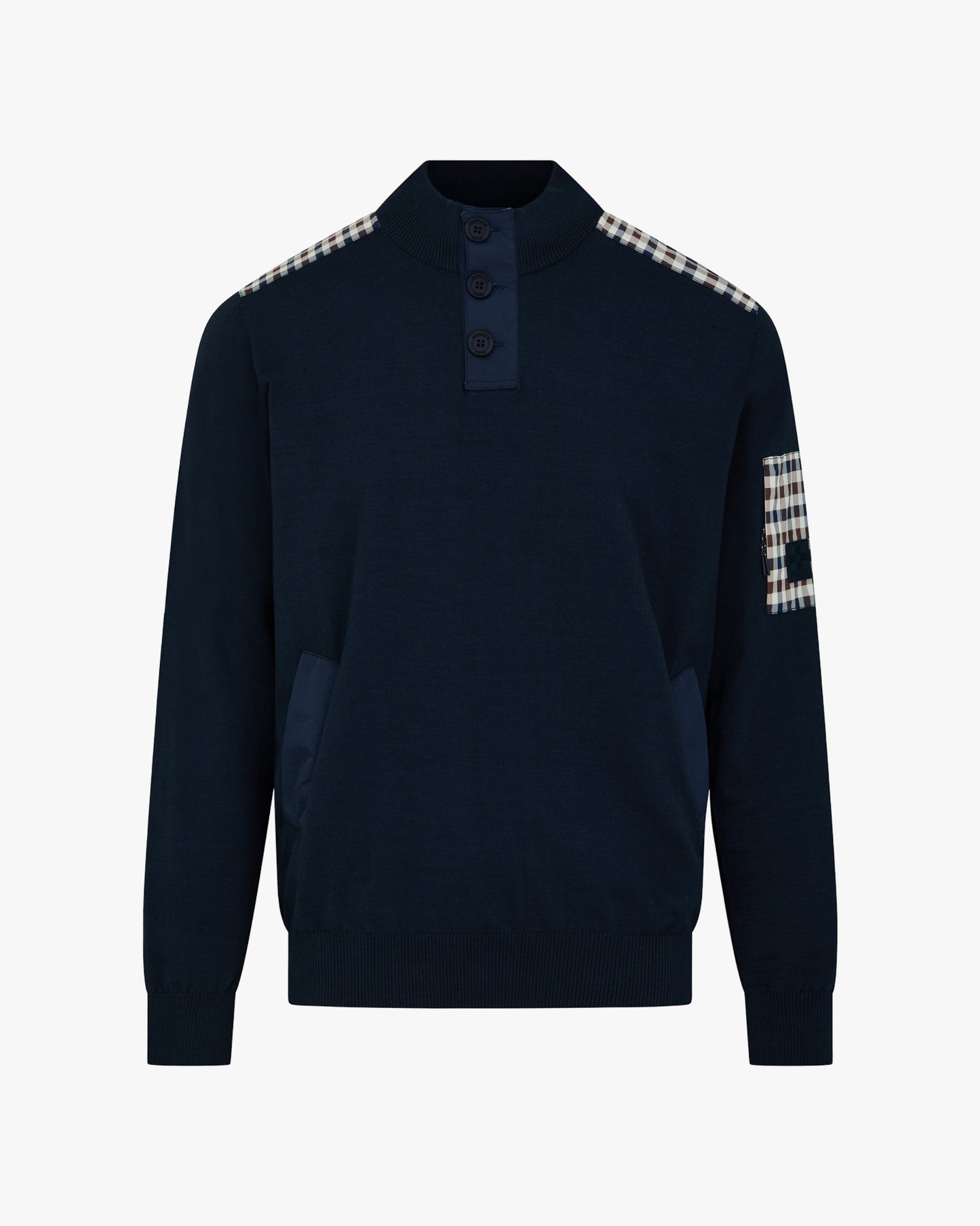 Lamina pocket mock neck